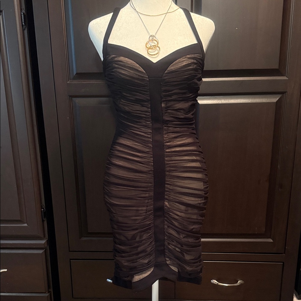 BCBGMaxAzria Elegant Black Mesh Mini Dress